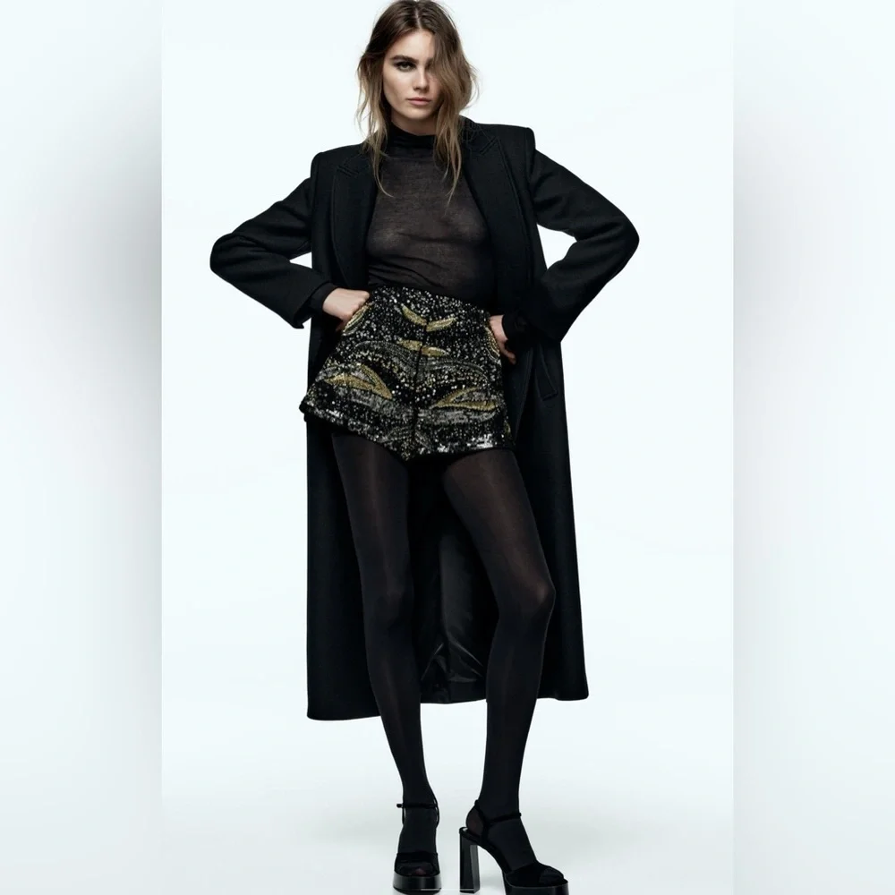 NWT ZARA SEQUIN SHORTS - Picture 7 of 16